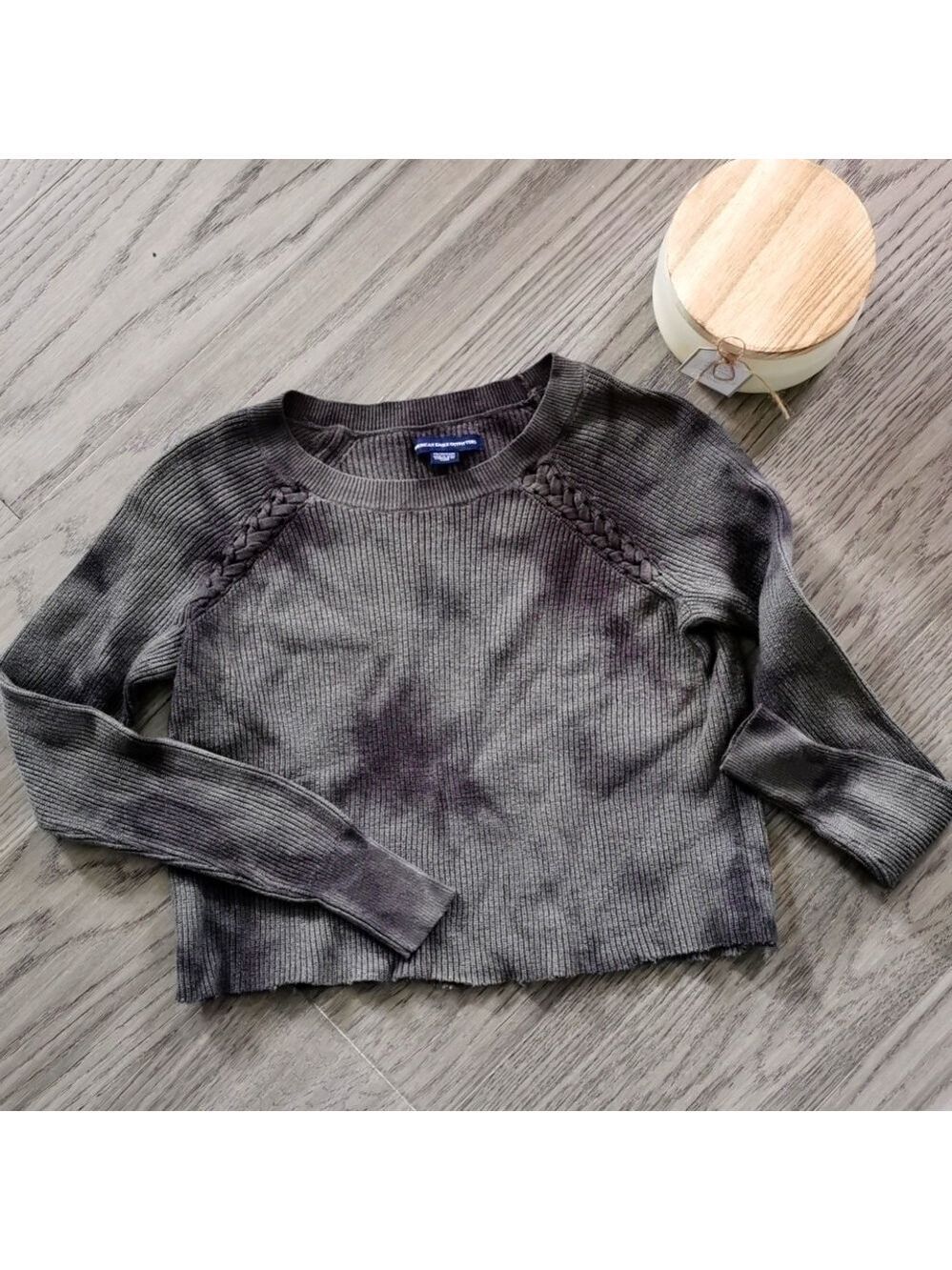 American Eagle long sleeve steetwear grunge cropped sweater XS Tie Dye